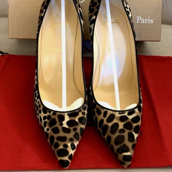 Christian Louboutin So Kate leopard Calf Hair 4.25 High Heel Pump Brown 40.5 NIB - Picture 8 of 16